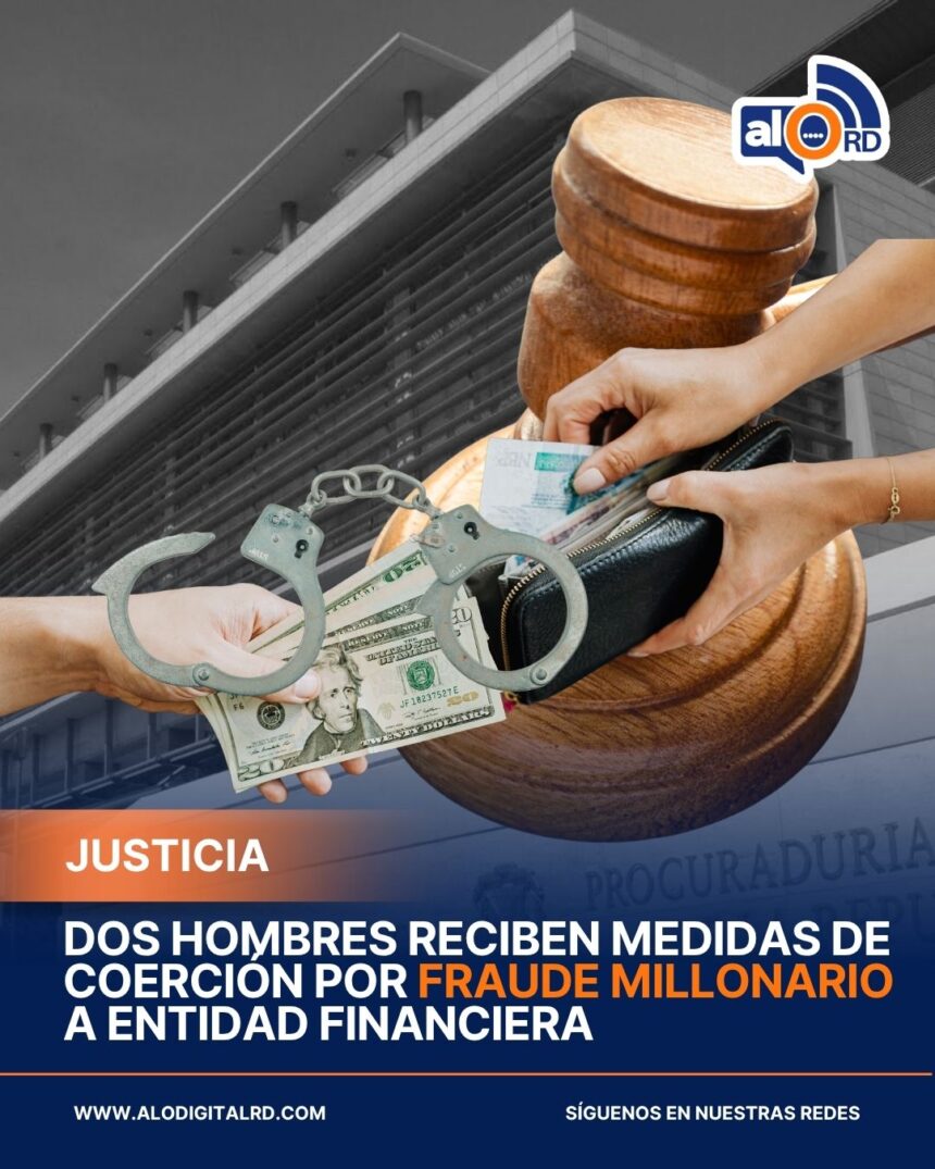 Dos hombres reciben medidas de coerción por fraude millonario a entidad financiera Un juez del Distrito Nacional impuso medidas de coerción contra Maikol Rafael Ventura Pineda y Carlos Manuel Guzmán, acusados de ejecutar un esquema fraudulento para captar clientes y gestionar préstamos irregulares en perjuicio de una entidad financiera y sus usuarios. Los imputados deberán pagar garantías económicas de RD$5,000,000 y RD$3,000,000 respectivamente, además de cumplir con impedimento de salida del país y presentación periódica ante el Ministerio Público. La investigación de la Dirección Nacional de Investigación de Delitos Financieros indica que Ventura Pineda, empleado de la institución afectada, aprobaba créditos sin cumplir los protocolos, mientras que Guzmán captaba a los solicitantes, cobrando entre un 8 % y 10 % de cada préstamo. El monto total de los préstamos otorgados bajo este esquema supera los RD$74 millones. Los delitos imputados incluyen asociación de malhechores, robo asalariado, delitos de alta tecnología y lavado de activos, y las autoridades continúan investigando posibles involucrados adicionales. Más información en alodigitalrd.com #FraudeBancarioRD #CoerciónJudicial #DelitosFinancierosRD #PréstamosIlegales #AloRD #AloDigitalRD #NoticiasRD