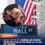 Wall Street cierra en verde tras rechazo de Irán al plan de Trump