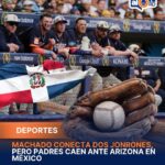 **Machado conecta dos jonrones, pero Padres caen ante Arizona en México** Manny Machado brilló con dos cuadrangulares, pero no pudo evitar la derrota de los Padres de San Diego 12-7 frente a los Diamondbacks de Arizona en la Ciudad de México. El equipo de Arizona remontó el marcador en la séptima entrada con un grand slam de Tim Tawa y un doble de dos carreras de Lourdes Gurriel Jr., asegurando la victoria en un partido con alta producción ofensiva. Ildemaro Vargas también destacó al extender su racha de hits a 24 juegos con un jonrón, mientras que Arizona logró dividir la serie. El encuentro, disputado en el Estadio Alfredo Harp Helú, volvió a evidenciar el impacto de la altitud en el juego, con un total de seis jonrones conectados. Más información en alodigitalrd.com. #AloRD #AloDigitalRD #NoticiasRD #MLB #MannyMachado #Béisbol #Deportes #Arizona #SanDiego